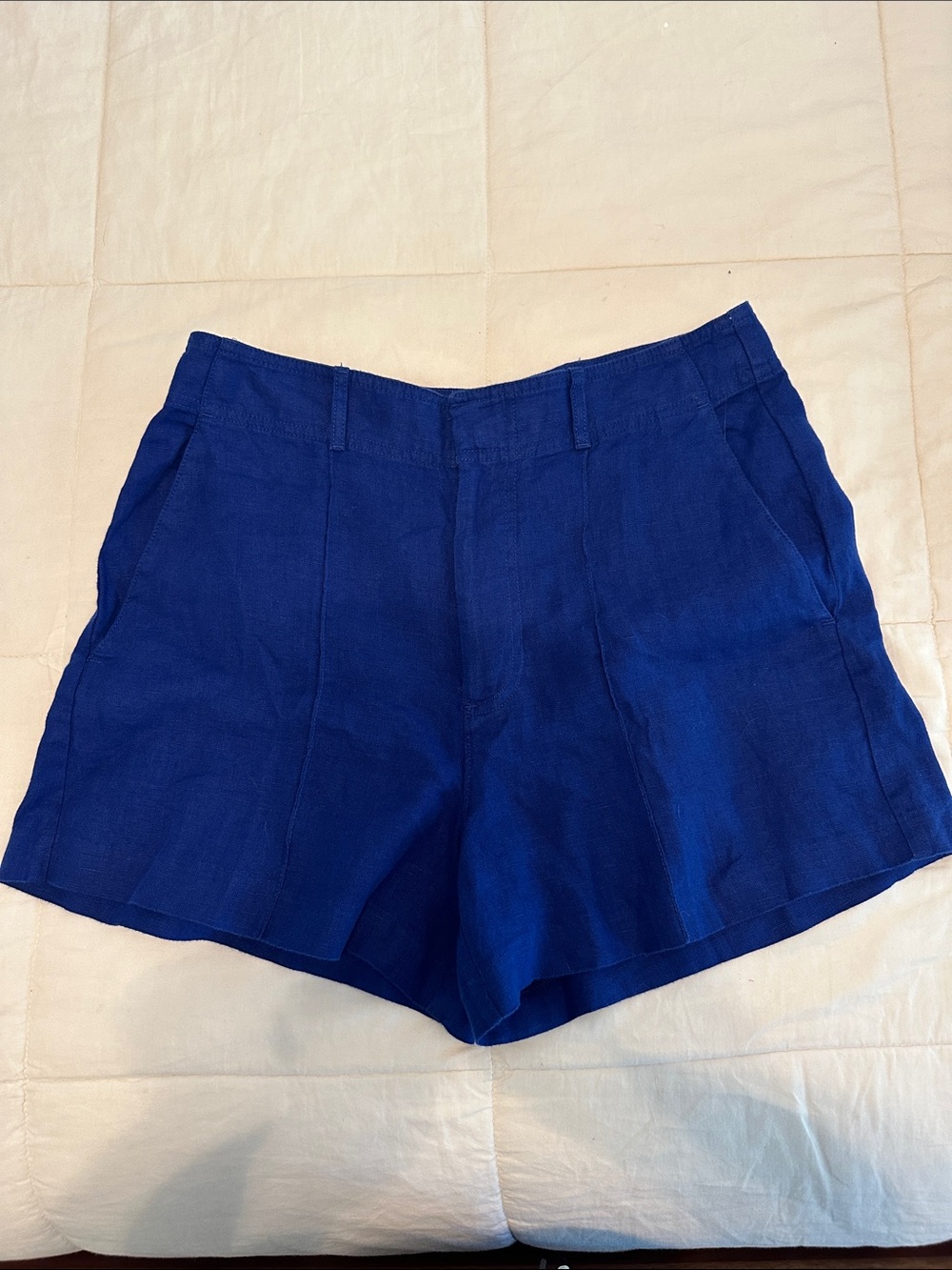 Madewell Women's Blue Linen Pintucked Shorts